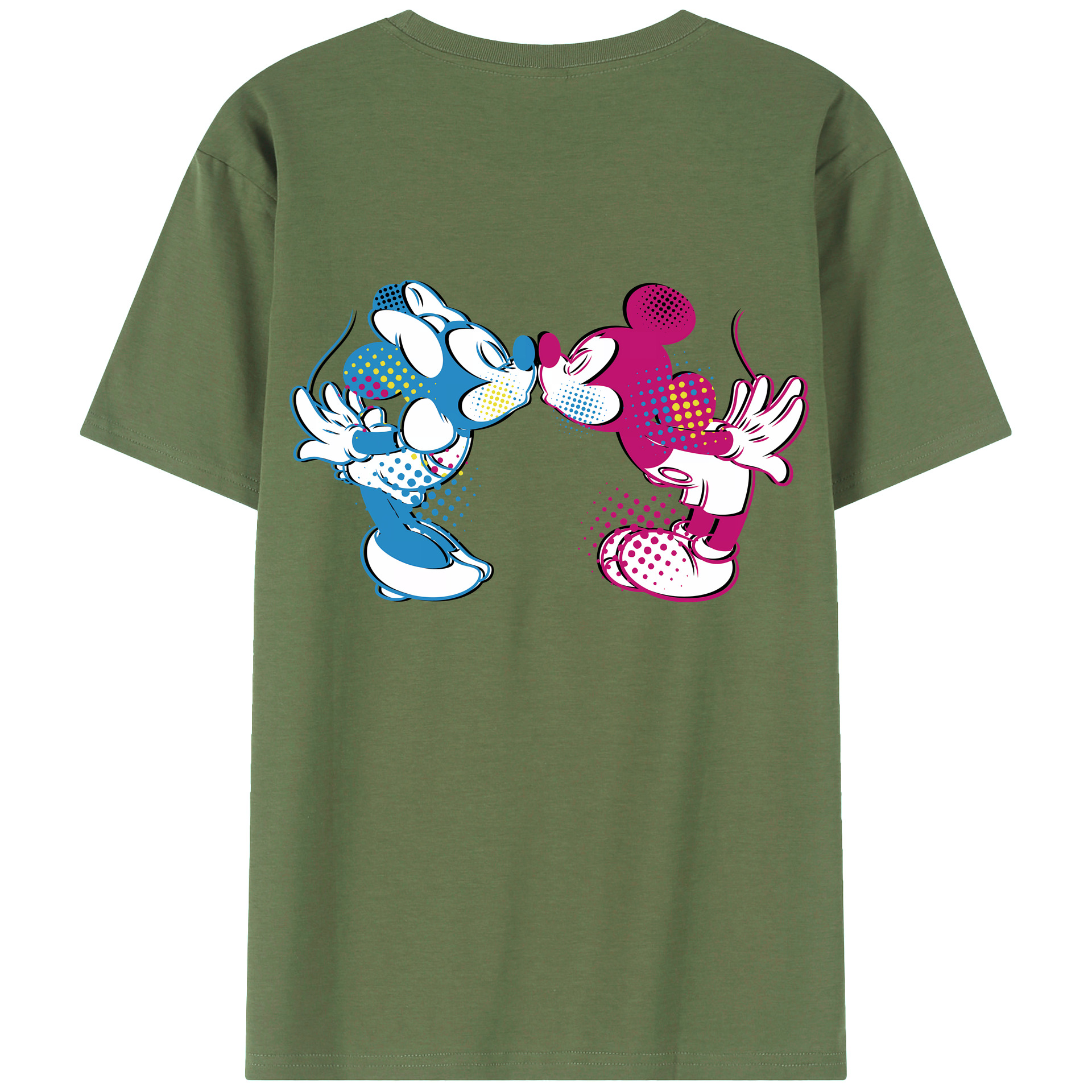 （画像用） ミッキーマウス Mickey Mouse 綿100％ メンズ半袖Tシャツ（バックプリント） 通気性